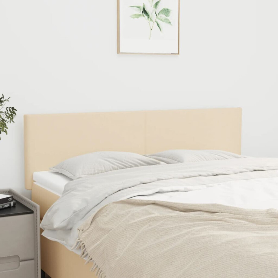 vidaXL Hoofdborden 2 st 72x5x78/88 cm stof crèmekleurig afbeelding 1