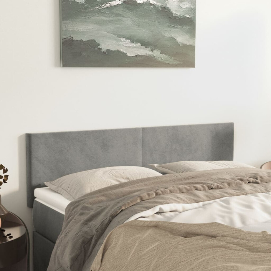 vidaXL Hoofdborden 2 st 72x5x78/88 cm fluweel lichtgrijs vidaXL Hoofdborden 2 st 72x5x78/88 cm fluweel lichtgrijs afbeelding 1
