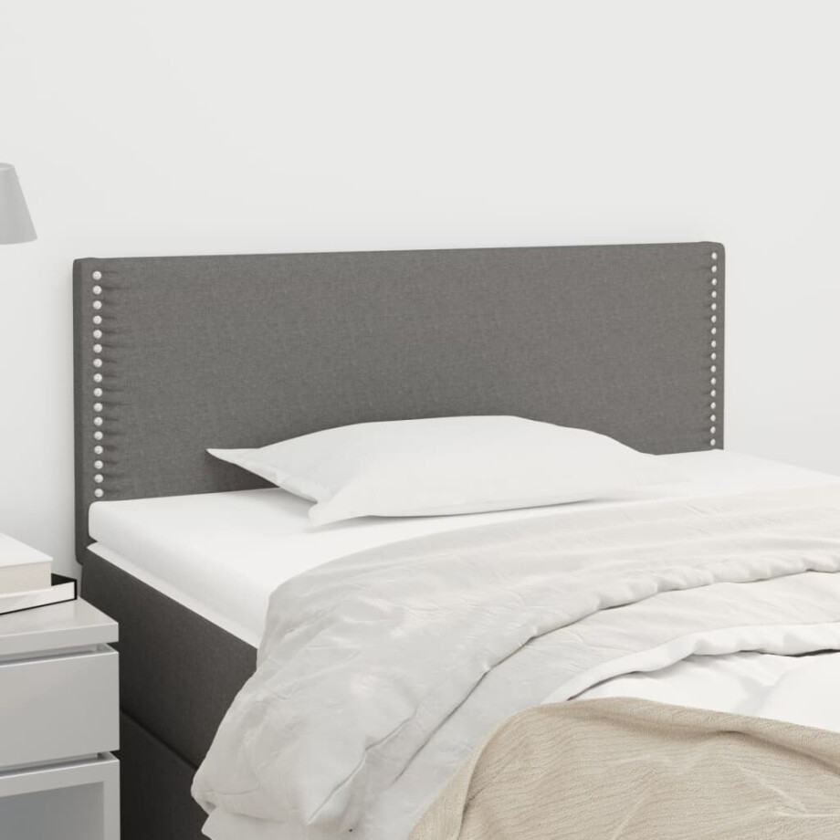 vidaXL Hoofdbord 100x5x78/88 cm stof donkergrijs afbeelding 1