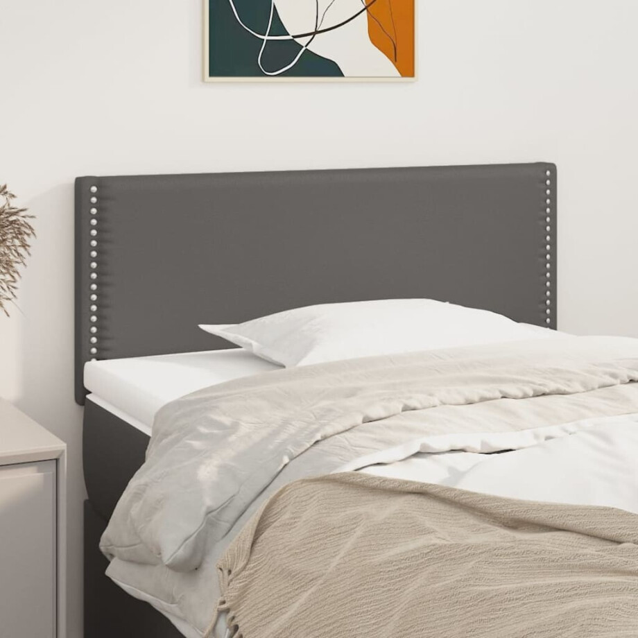 vidaXL Hoofdbord 100x5x78/88 cm kunstleer grijs afbeelding 1