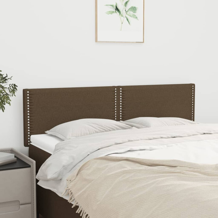vidaXL Hoofdborden 2 st 72x5x78/88 cm stof donkerbruin afbeelding 1