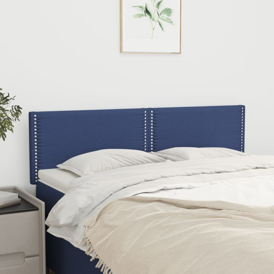 vidaXL Hoofdborden 2 st 72x5x78/88 cm stof blauw afbeelding 1