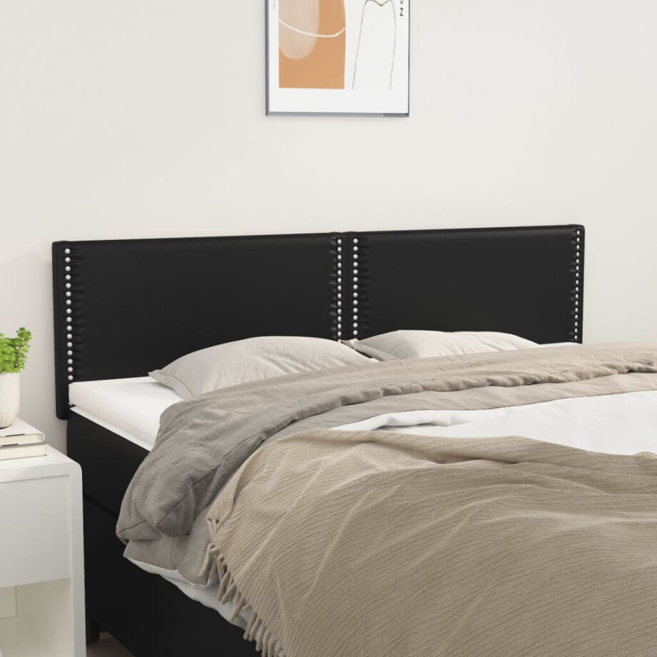 vidaXL Hoofdbordem 2 st 72x5x78/88 cm kunstleer zwart afbeelding 1