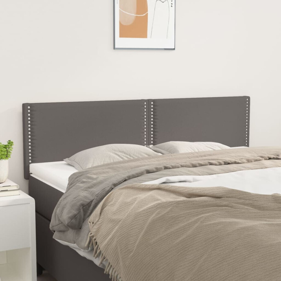vidaXL Hoofdborden 2 st 72x5x78/88 cm kunstleer grijs afbeelding 1