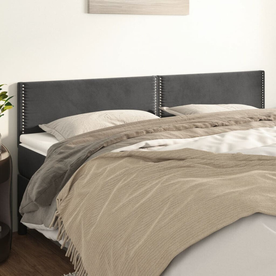 vidaXL Hoofdborden 2 st 80x5x78/88 cm fluweel donkergrijs vidaXL Hoofdborden 2 st 80x5x78/88 cm fluweel donkergrijs afbeelding 1