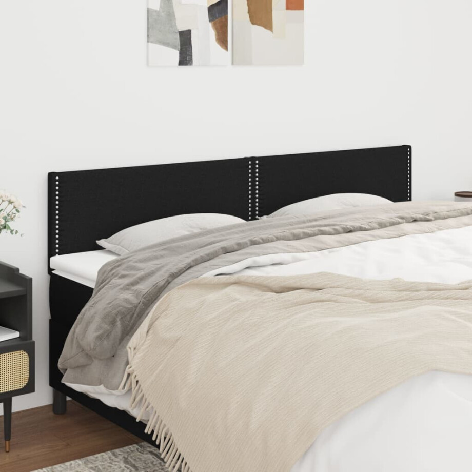 vidaXL Hoofdborden 2 st 90x5x78/88 cm stof zwart afbeelding 1