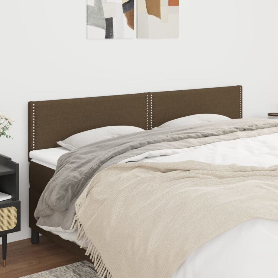 vidaXL Hoofdborden 2 st 90x5x78/88 cm stof donkerbruin afbeelding 1
