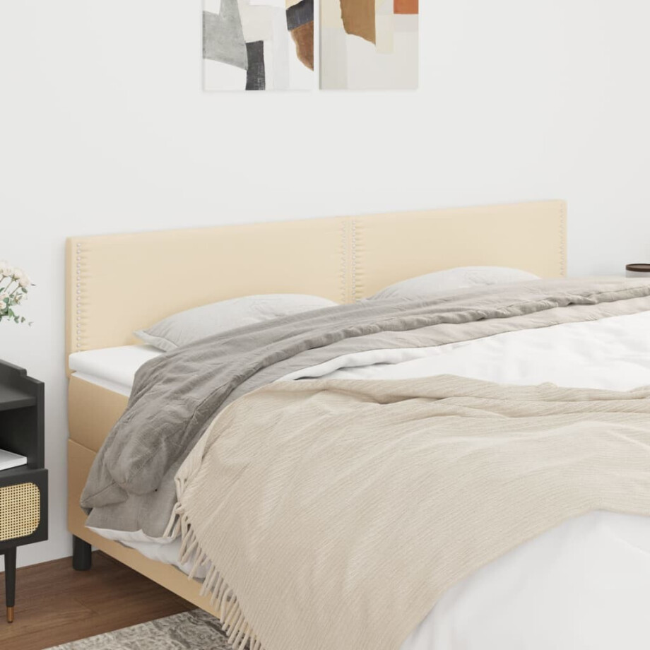 vidaXL Hoofdborden 2 st 90x5x78/88 cm stof crèmekleurig vidaXL Hoofdborden 2 st 90x5x78/88 cm stof crèmekleurig afbeelding 1