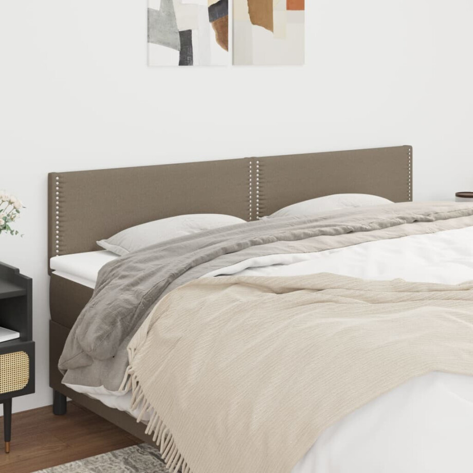 vidaXL Hoofdborden 2 st 100x5x78/88 cm stof taupe vidaXL Hoofdborden 2 st 100x5x78/88 cm stof taupe afbeelding 1
