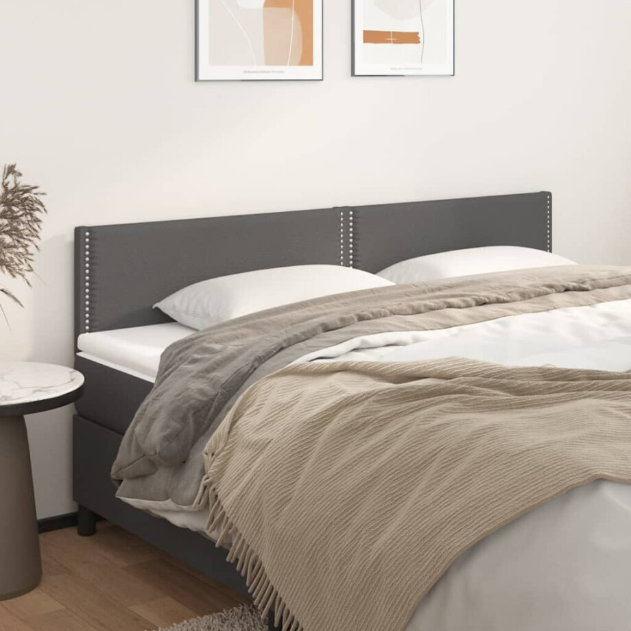 vidaXL Hoofdborden 2 st 100x5x78/88 cm kunstleer grijs afbeelding 1