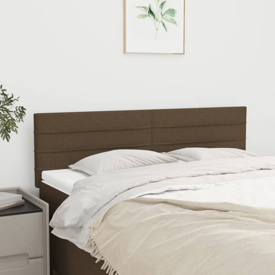 vidaXL Hoofdborden 2 st 72x5x78/88 cm stof donkerbruin afbeelding 1