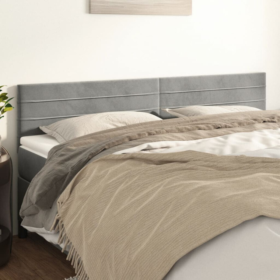 vidaXL Hoofdborden 2 st 80x5x78/88 cm fluweel lichtgrijs vidaXL Hoofdborden 2 st 80x5x78/88 cm fluweel lichtgrijs afbeelding 1