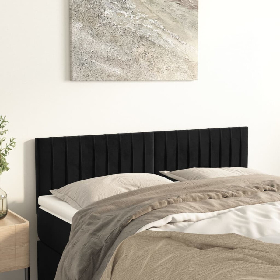 vidaXL Hoofdborden 2 st 72x5x78/88 cm fluweel zwart afbeelding 1