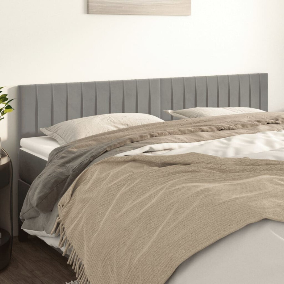 vidaXL Hoofdborden 2 st 80x5x78/88 cm fluweel lichtgrijs vidaXL Hoofdborden 2 st 80x5x78/88 cm fluweel lichtgrijs afbeelding 1