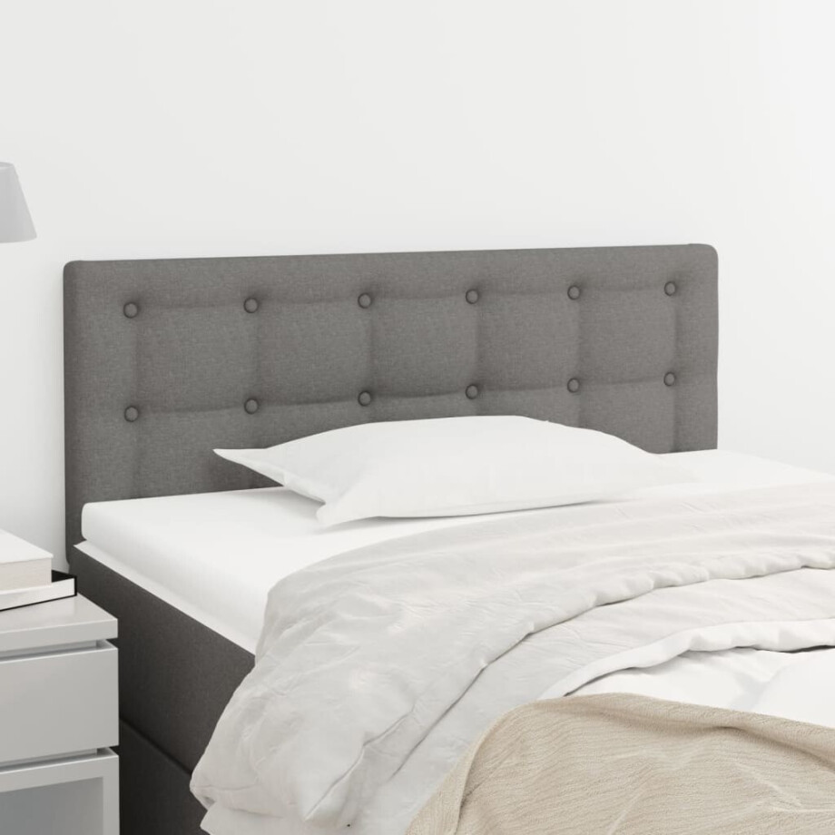 vidaXL Hoofdbord 90x5x78/88 cm stof donkergrijs afbeelding 1