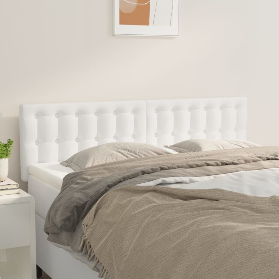 vidaXL Hoofdborden 2 st 72x5x78/88 cm kunstleer wit afbeelding 1