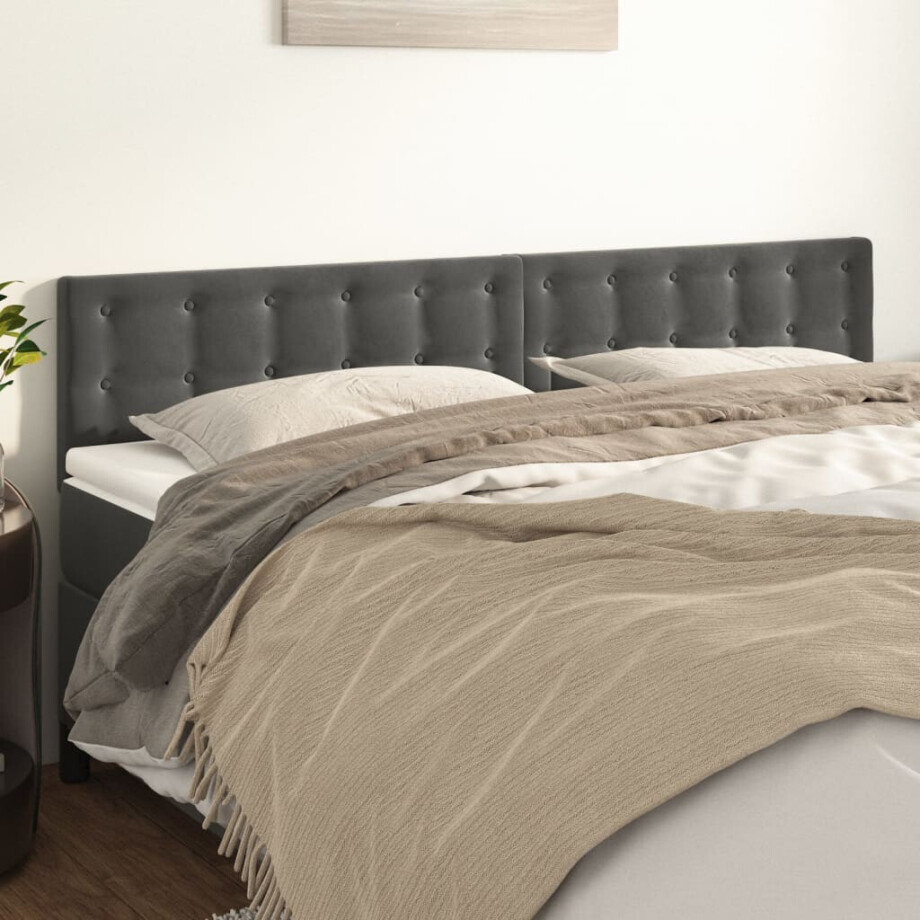 vidaXL Hoofdborden 2 st 100x5x78/88 cm fluweel donkergrijs vidaXL Hoofdborden 2 st 100x5x78/88 cm fluweel donkergrijs afbeelding 1