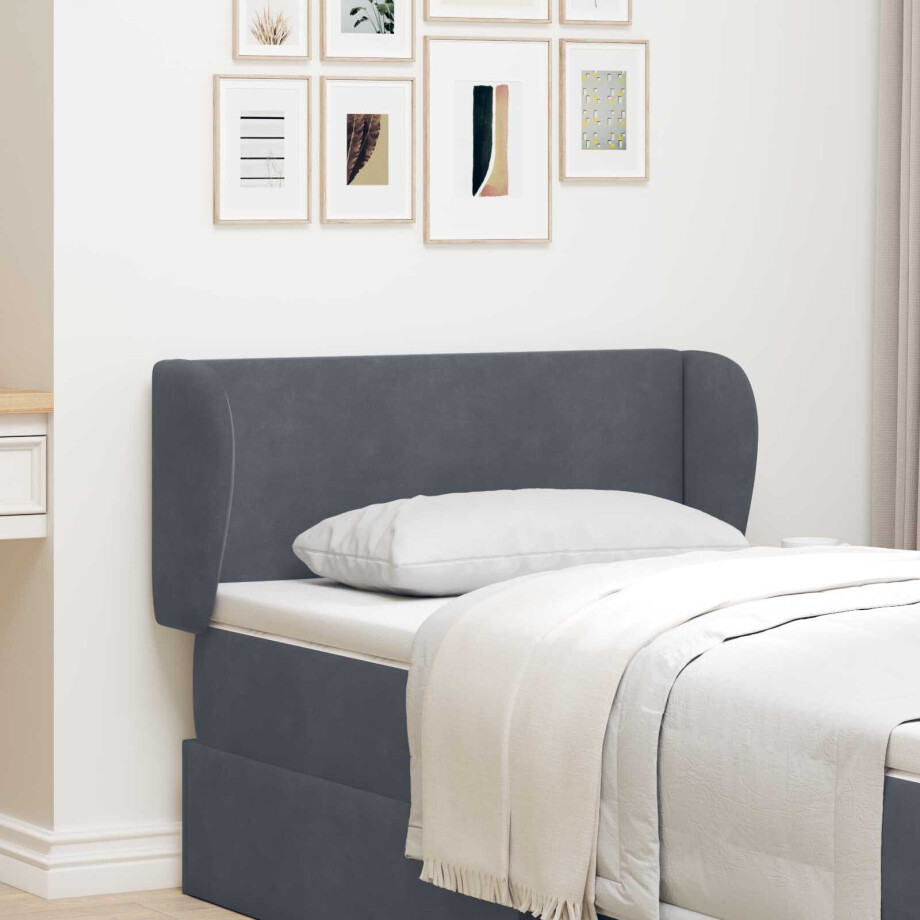 vidaXL Hoofdbord oor Dim Grijs 40 x 23 x 6 cm Fluweel afbeelding 1