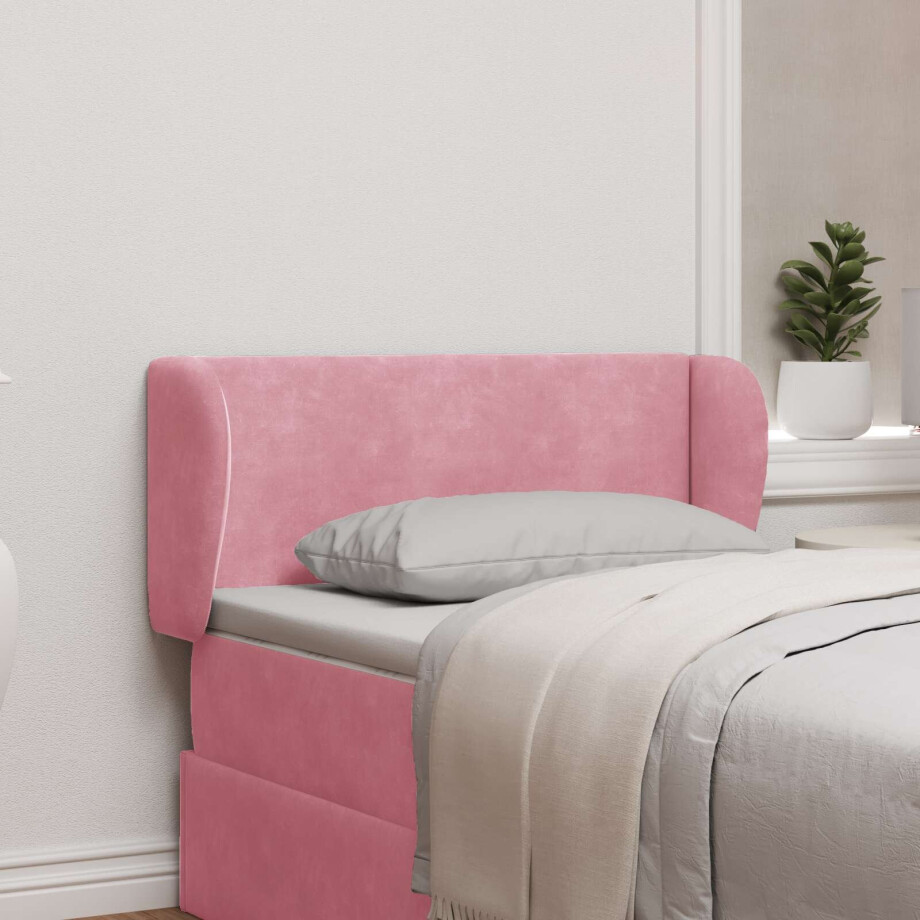 vidaXL Hoofdbord oor Roze 40 x 23 x 6 cm Fluweel afbeelding 1