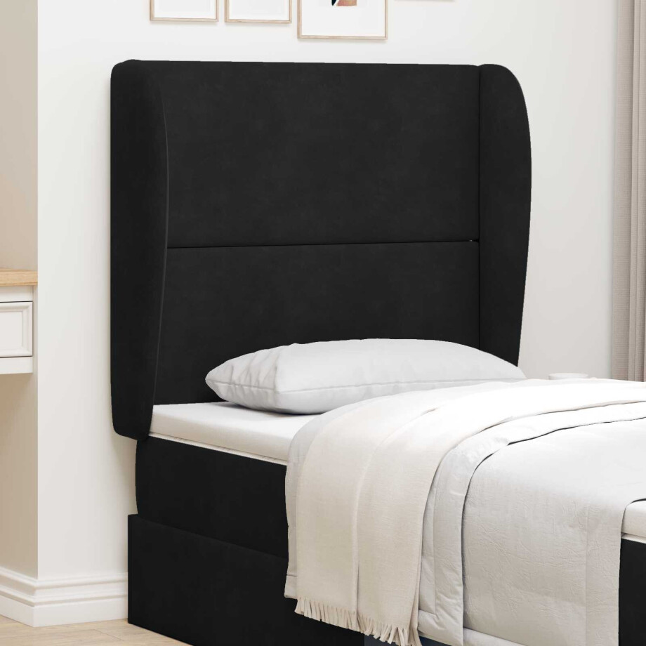 vidaXL Hoofdbord oor Zwart 80 x 23 x 6 cm Fluweel afbeelding 1