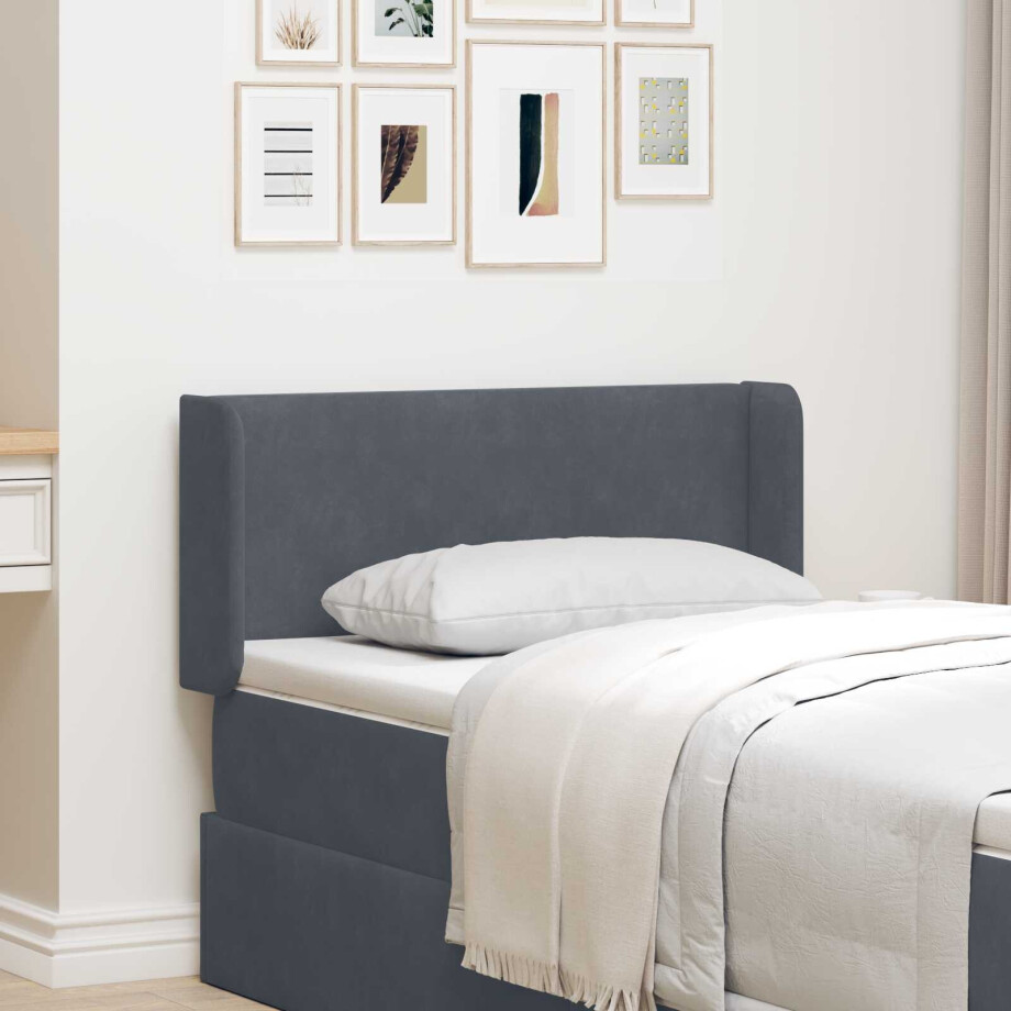 vidaXL Hoofdbord oor Grijs 40,5 x 40,5 x 4 cm Fluweel afbeelding 1