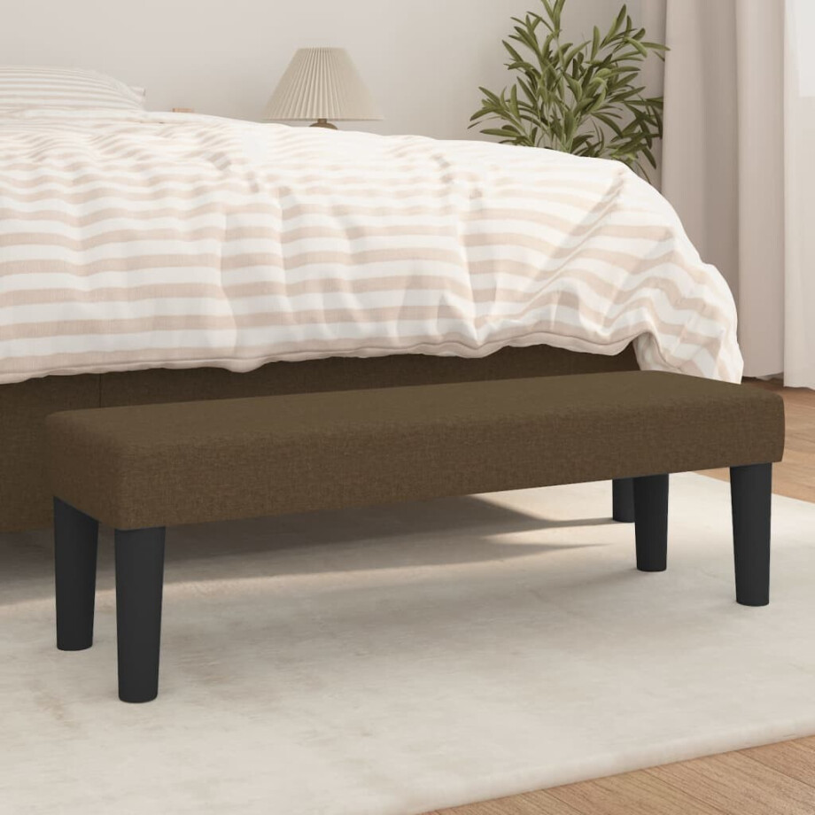 vidaXL Bankje 100x30x30 cm stof donkerbruin afbeelding 1