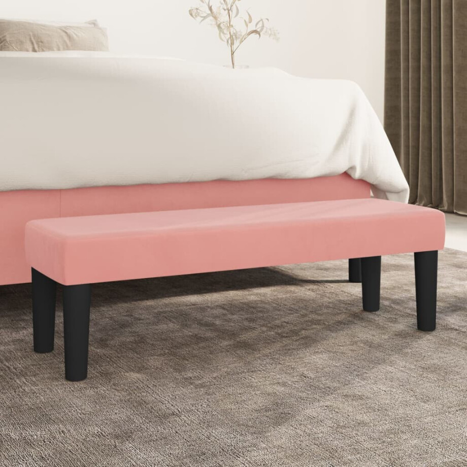 vidaXL Bankje 100x30x30 cm fluweel roze vidaXL Bankje 100x30x30 cm fluweel roze afbeelding 1