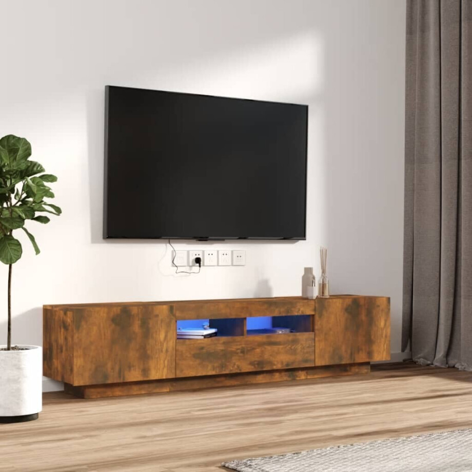 vidaXL 2-delige Tv-meubelset met LED bewerkt hout gerookt eikenkleurig afbeelding 1
