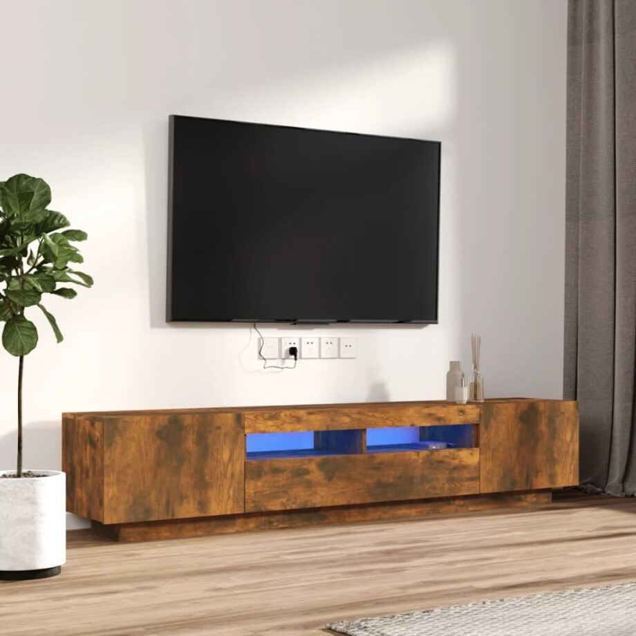 vidaXL 2-delige Tv-meubelset met LED bewerkt hout gerookt eikenkleurig afbeelding 1