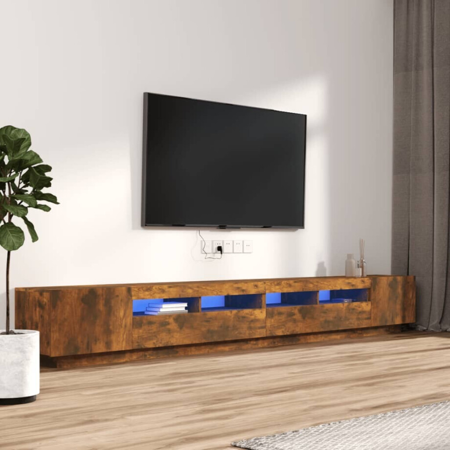 vidaXL 3-delige Tv-meubelset met LED bewerkt hout gerookt eikenkleurig afbeelding 1