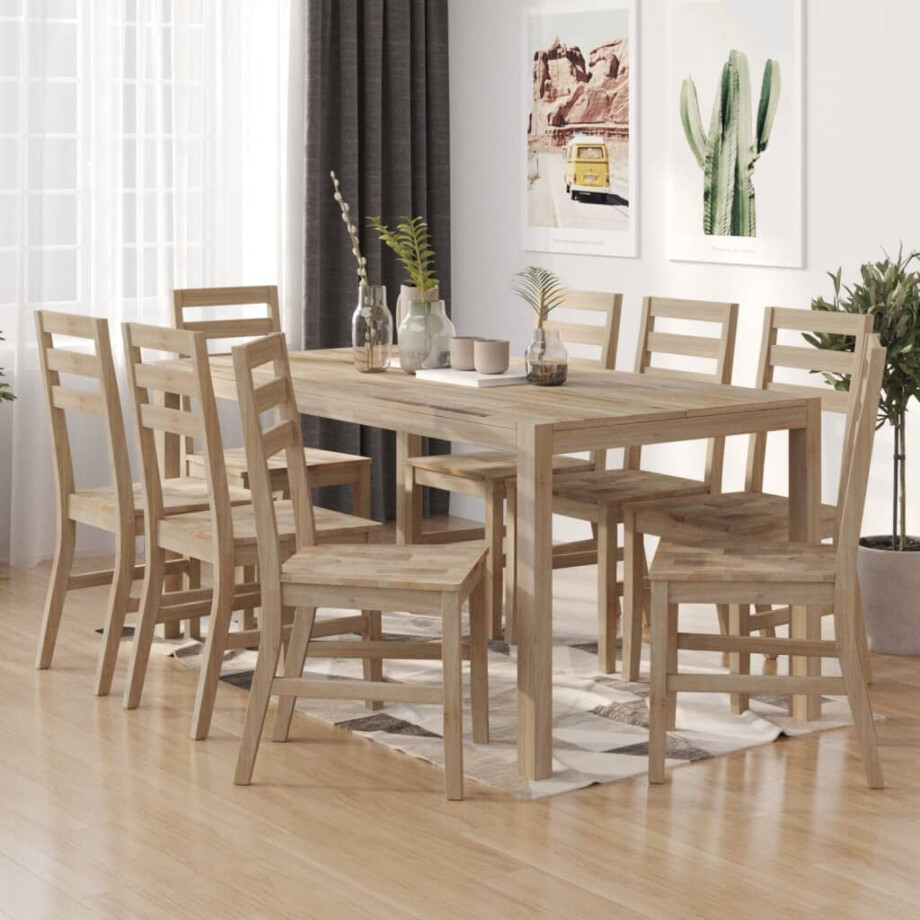 vidaXL Eetkamerstoelen 8 st massief acaciahout afbeelding 1