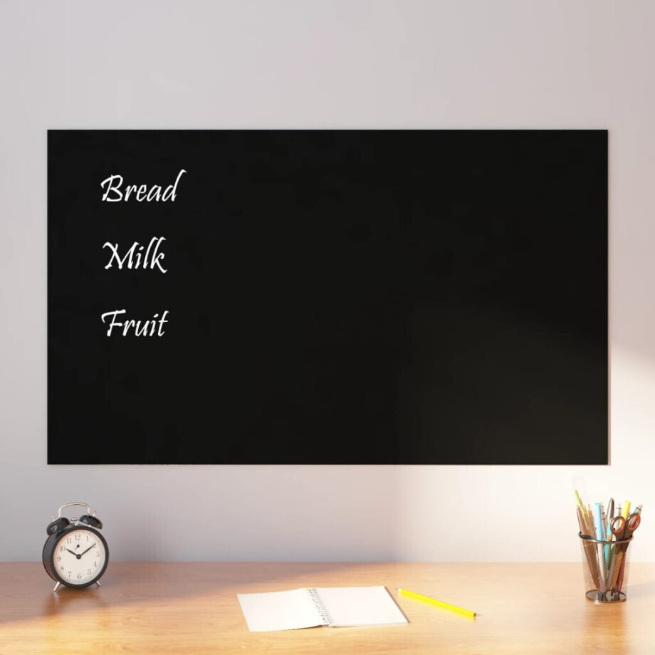 vidaXL Magneetbord wandgemonteerd 100x60 cm gehard glas zwart afbeelding 1
