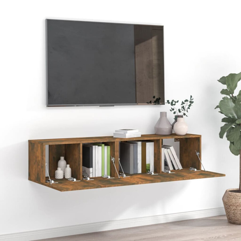 vidaXL 2-delige Tv-meubelset bewerkt hout gerookt eikenkleurig afbeelding 1