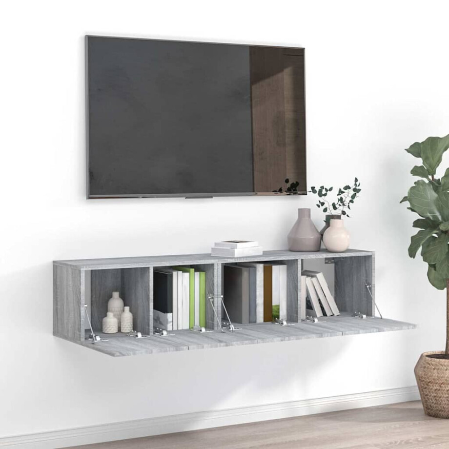 vidaXL 2-delige Tv-meubelset bewerkt hout grijs sonoma eikenkleurig vidaXL 2-delige Tv-meubelset bewerkt hout grijs sonoma eikenkleurig afbeelding 1