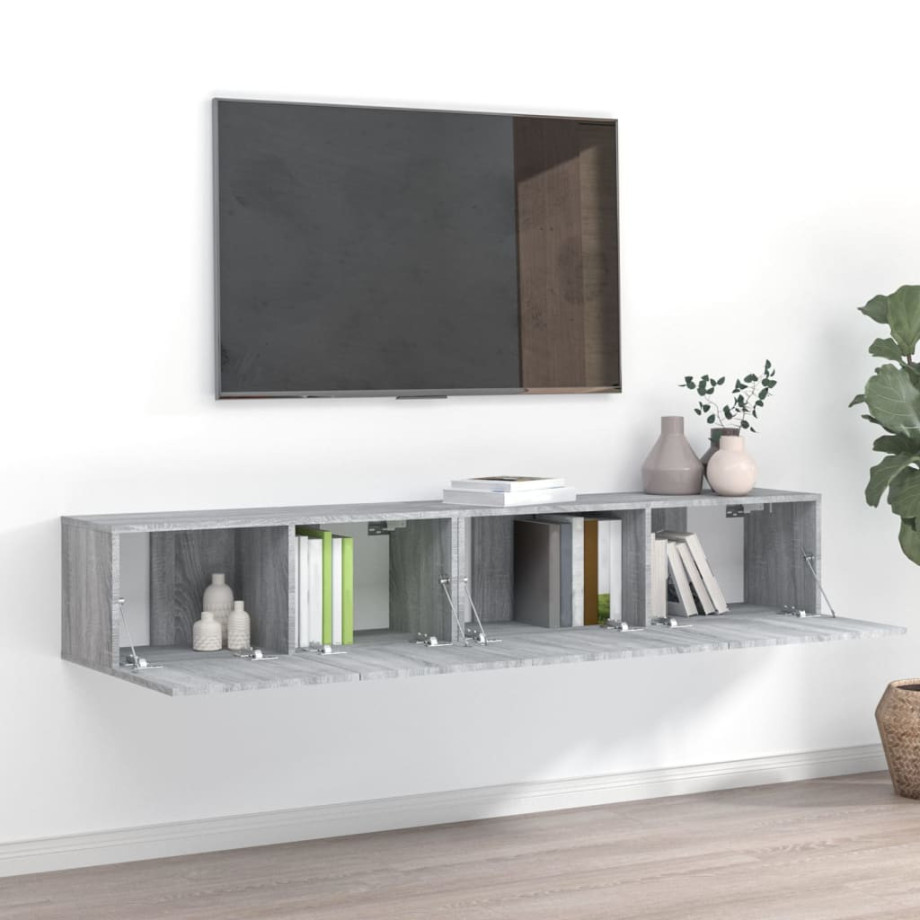 vidaXL 2-delige Tv-meubelset bewerkt hout grijs sonoma eikenkleurig afbeelding 1