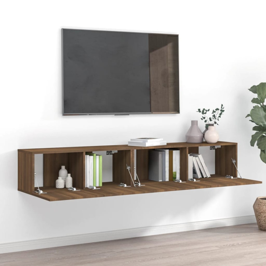 vidaXL 2-delige Tv-meubelset bewerkt hout bruin eikenkleur afbeelding 1