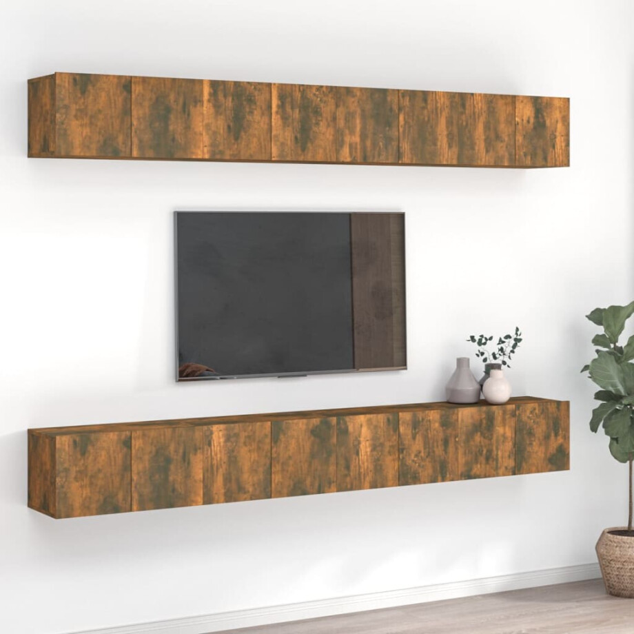 vidaXL Tv-meubelen 8 st 60x30x30 cm bewerkt hout gerookt eikenkleurig afbeelding 1