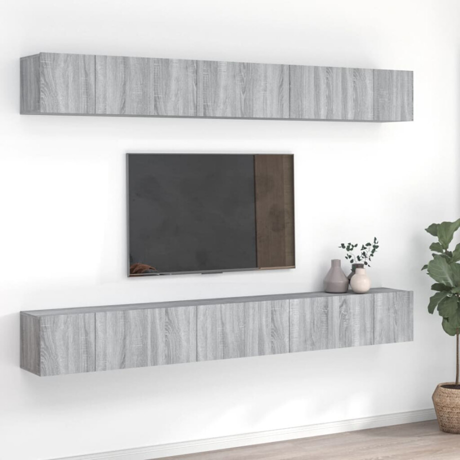 vidaXL Tv-meubelen 8 st 60x30x30 cm bewerkt hout grijs sonoma eiken vidaXL Tv-meubelen 8 st 60x30x30 cm bewerkt hout grijs sonoma eiken afbeelding 1