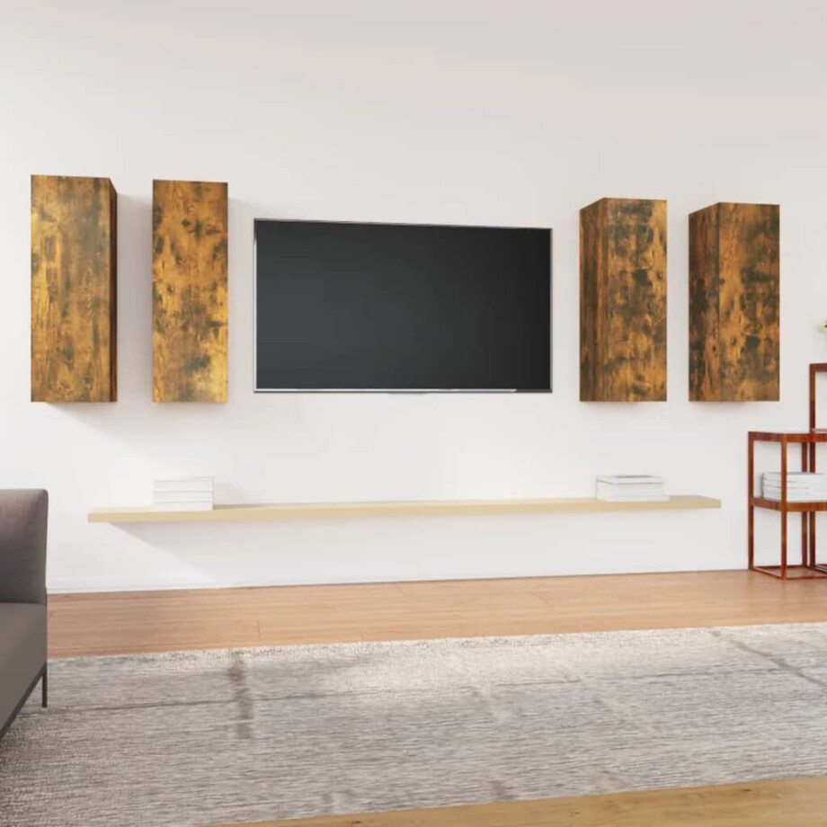 vidaXL Tv-meubelen 4 st 30,5x30x90 cm bewerkt hout gerookt eikenkleur afbeelding 1