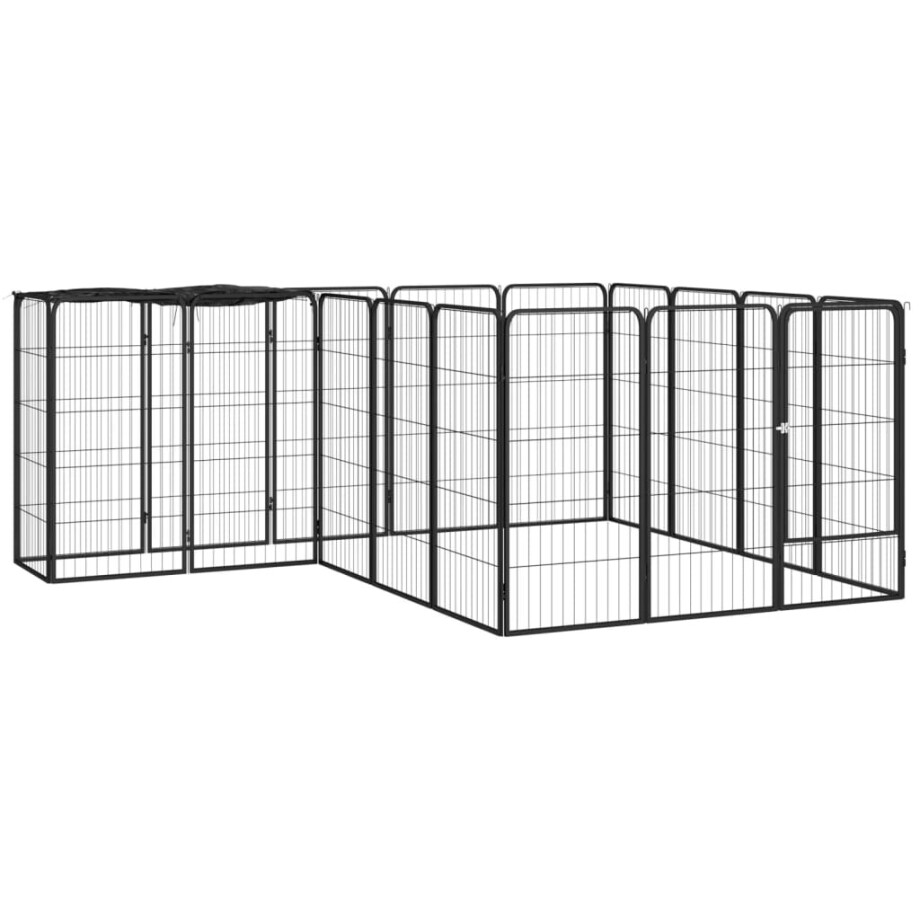 vidaXL Hondenkennel 18 panelen 50 x 100 cm gepoedercoat staal zwart vidaXL Hondenkennel 18 panelen 50 x 100 cm gepoedercoat staal zwart afbeelding 1