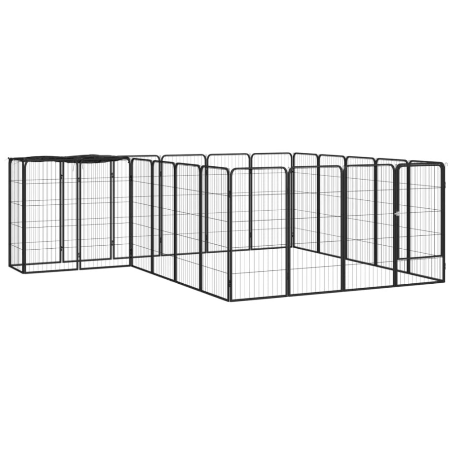 vidaXL Hondenkennel 22 panelen 50x100 cm gepoedercoat staal zwart afbeelding 1