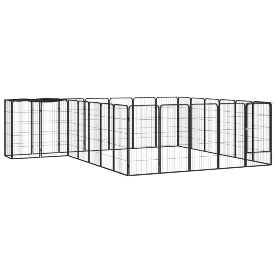 vidaXL Hondenkennel 26 panelen 50x100 cm gepoedercoat staal zwart afbeelding 1