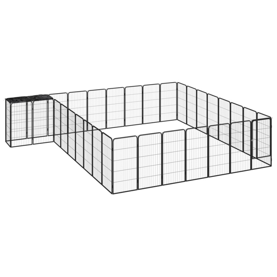 vidaXL Hondenkennel 34 panelen 50x100 cm gepoedercoat staal zwart afbeelding 1