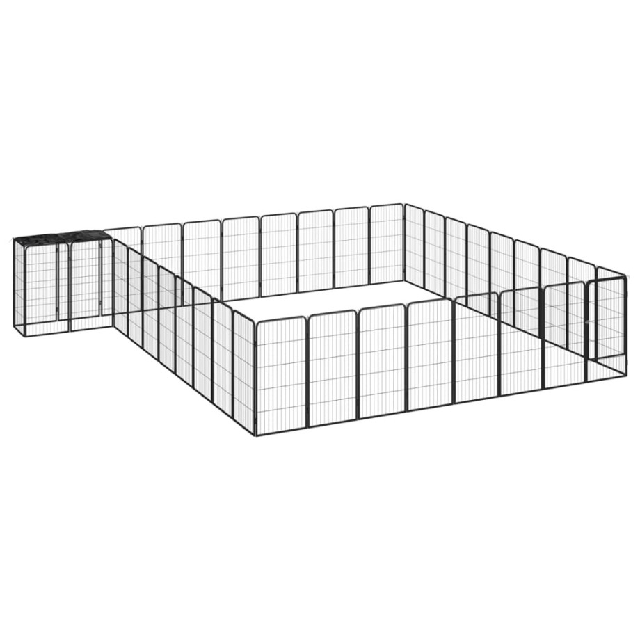 vidaXL Hondenkennel 38 panelen 50x100 cm gepoedercoat staal zwart afbeelding 1