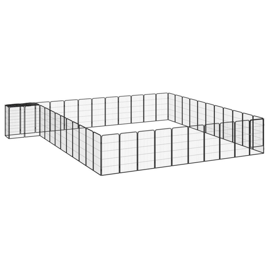 vidaXL Hondenkennel 46 panelen 50x100 cm gepoedercoat staal zwart afbeelding 1