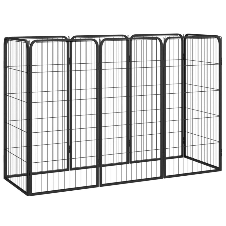 vidaXL Hondenkennel 8 panelen 50x100 cm gepoedercoat staal zwart afbeelding 1