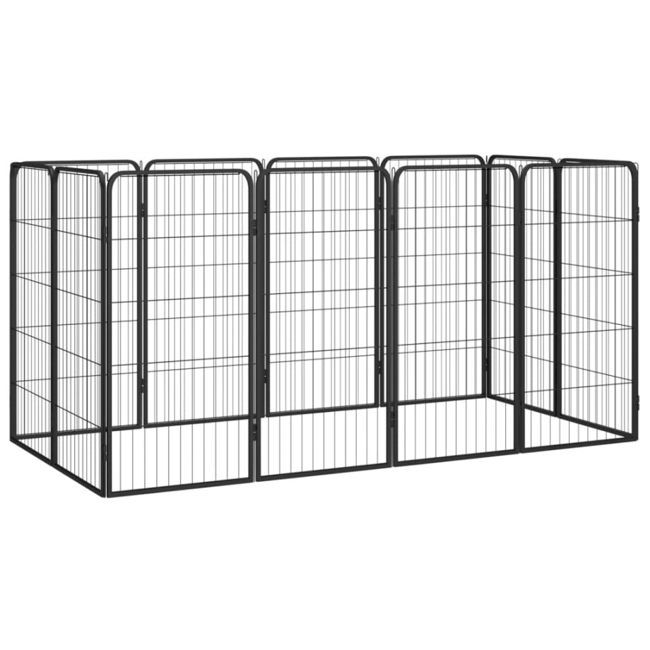 vidaXL Hondenkennel 12 panelen 50 x 100 cm gepoedercoat staal zwart vidaXL Hondenkennel 12 panelen 50 x 100 cm gepoedercoat staal zwart afbeelding 1