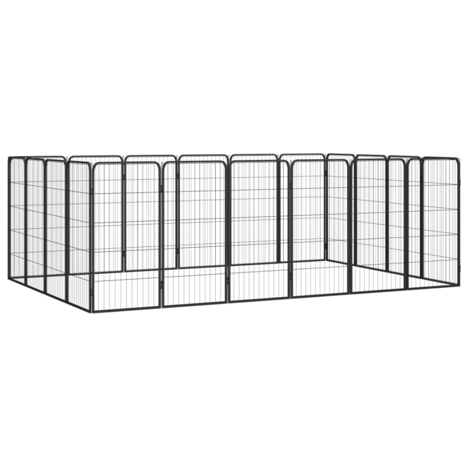 vidaXL Hondenkennel 20 panelen 50 x 100 cm gepoedercoat staal zwart afbeelding 1