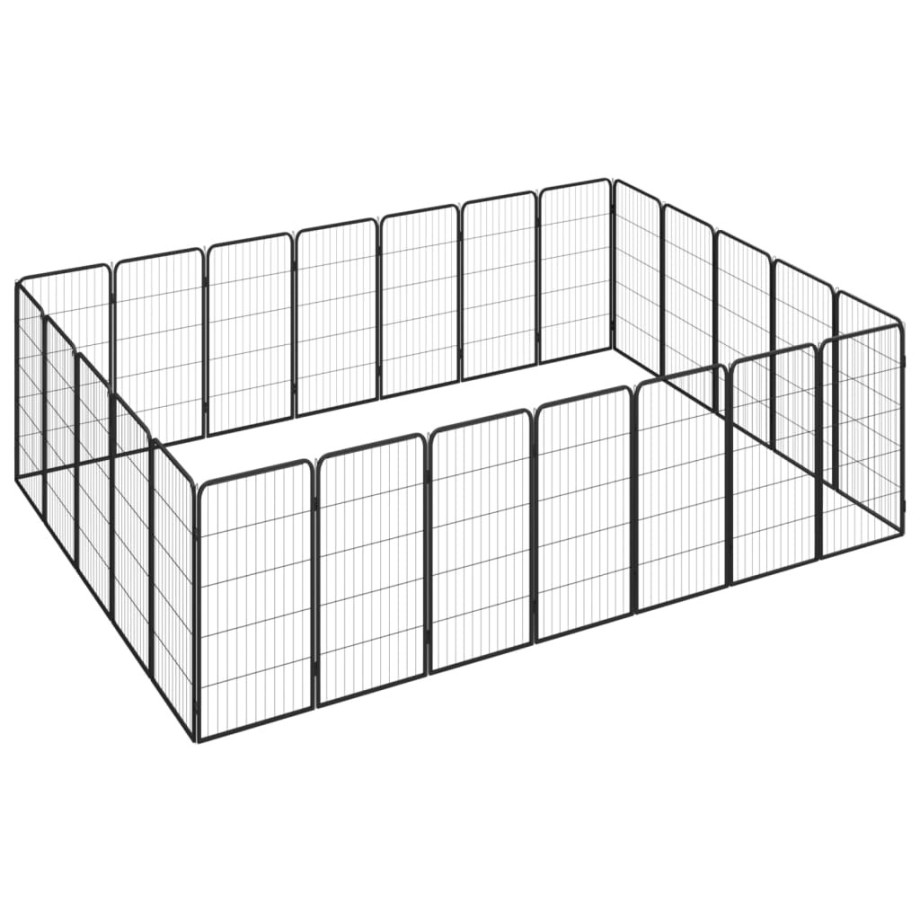 vidaXL Hondenkennel 24 panelen 50 x 100 cm gepoedercoat staal zwart afbeelding 1