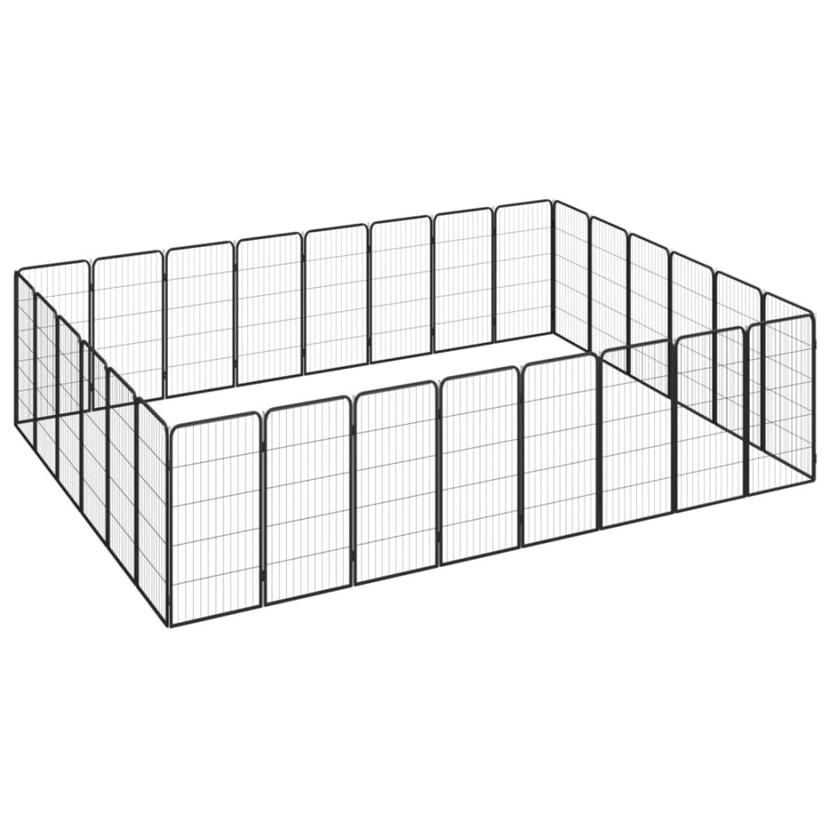 vidaXL Hondenkennel 28 panelen 50x100 cm gepoedercoat staal zwart afbeelding 1